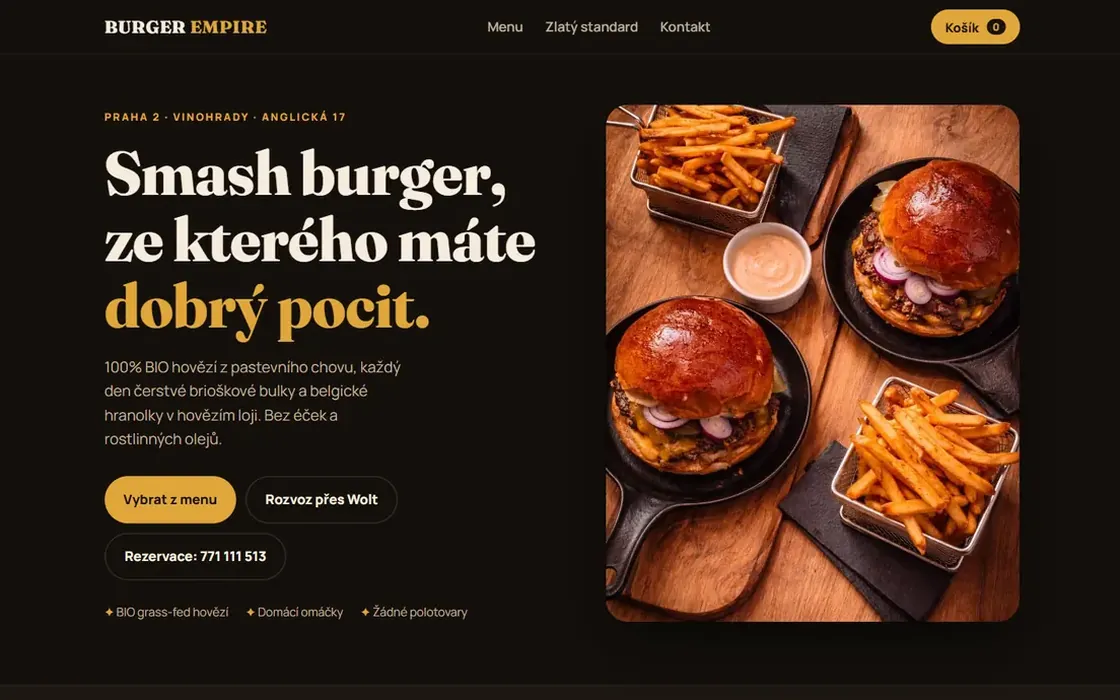 Návrh webu Burger Empire